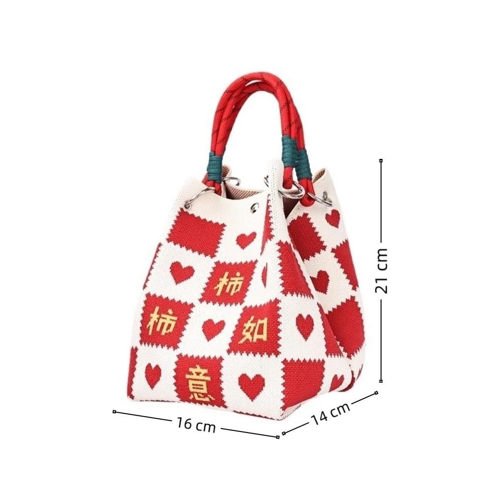 Casual Storage Bag Knit Tote Bag Lightweight Large Capacity Woven Handbag Ring Buckle Bag Women