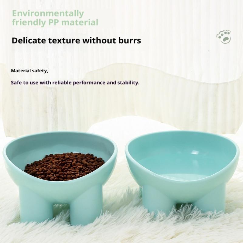 Elevated Cat Bowl With Stand - Durable Plastic Pet Food & Water Dish, Sleek Modern Neck-Friendly Feeding For Cats & Dogs