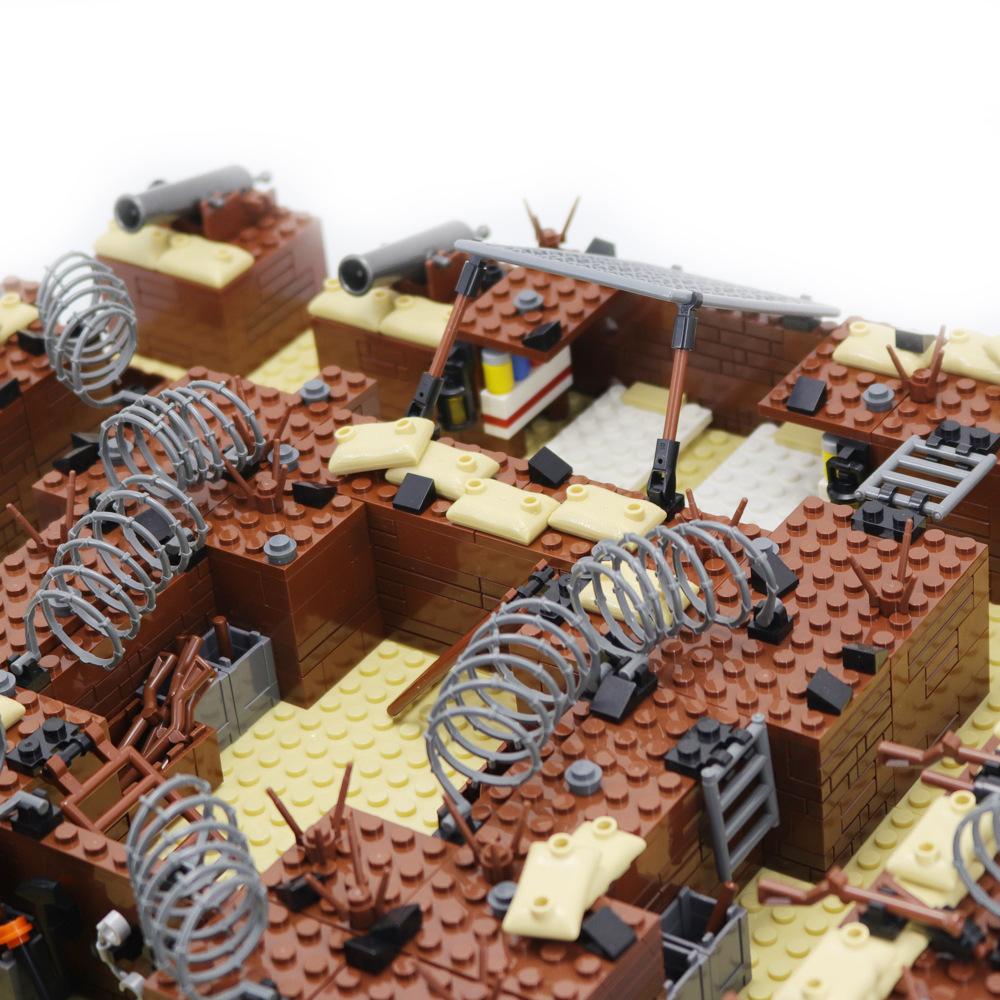 Small Particle Assembled Building Block Trench Fortress Bunker Military Series Battlefield Modular Scene Ornament