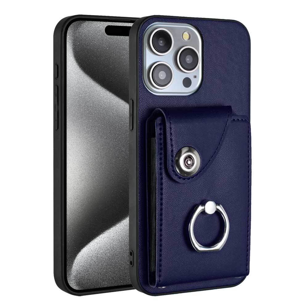 Applicable To iPhone16 Mobile Phone Case 15plus Card Wallet Ring Bracket Anti-drop Protective Case 17Pro