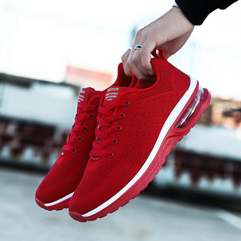 Air-cushion Men's Casual Sneakers Women Fashion Knitted Running Shoes Non-slip Outdoor Sports Shoes for Walking Jogging