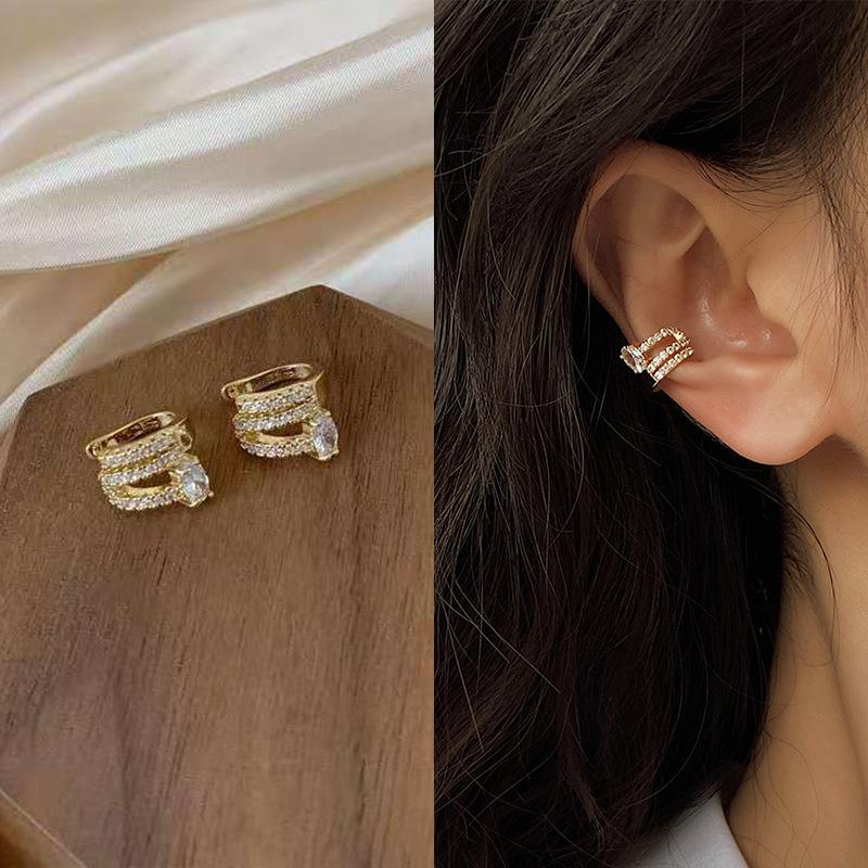 Zilverkleurige Zirkonia Parel Clip-On Oorbellen voor Vrouwen Geometrische Ear Cuff Zonder Piercing Meisjes Sieraden Cadeaus