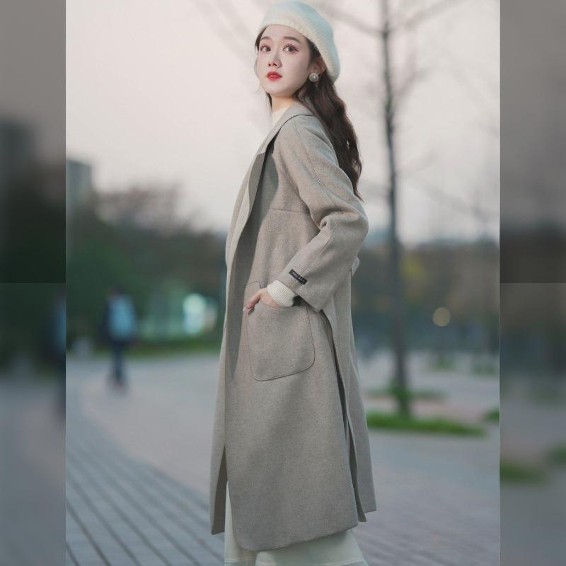 Women's Fashionable Long Overcoat with High-quality Wool Coat for Spring and Autumn