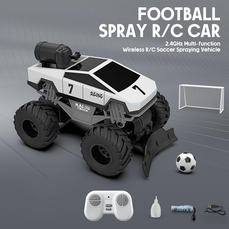 1/24 2.4G RC 4WD Football Car With Spray Lights 360 Rotation Kids Toys Remote Control 5CH Soccer Vehicle Boys Christmas Gifts