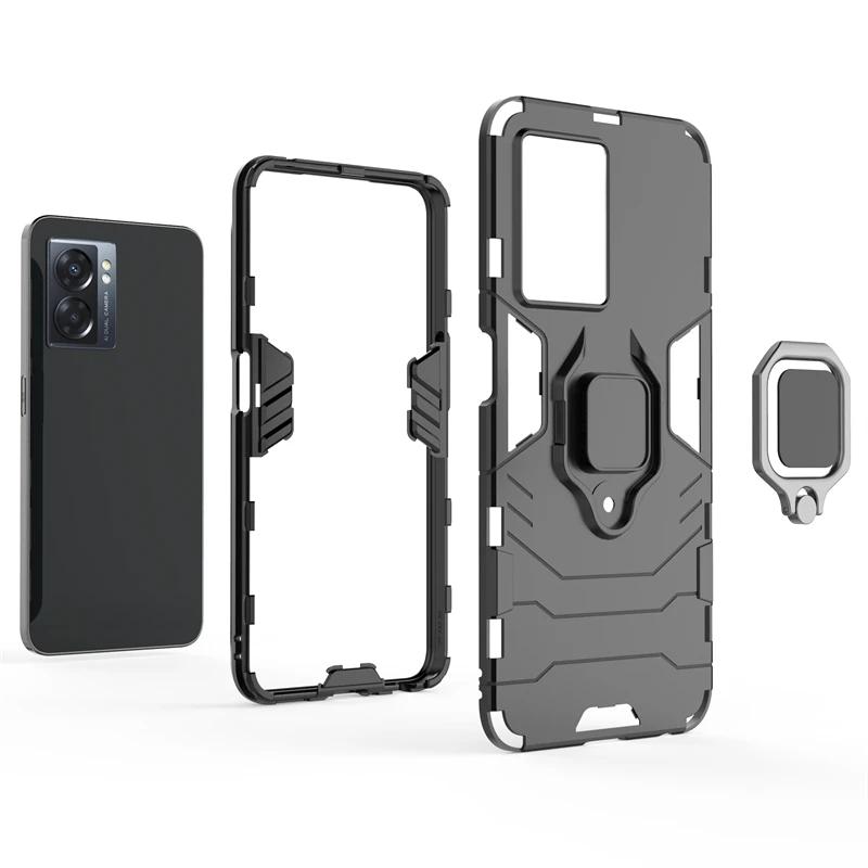For OPPO A56S A57 A77 5g Back Cover Phone Case Shockproof Armor Anti-Fall Metal Ring Holder Magnetic Protect Funda Coque Cases
