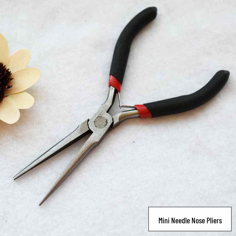 Stainless Steel Precision Needle-Nose Pliers: Non-Serrated, Round-Nose, Angled Cutters for DIY Craft & Jewelry Wire Wrapping