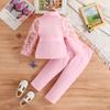 Autumn and Winter New Girls' Long Sleeve Bowknot Mesh Sleeve Blazer and Long Pants Two-Piece Set for Young and Little Girls