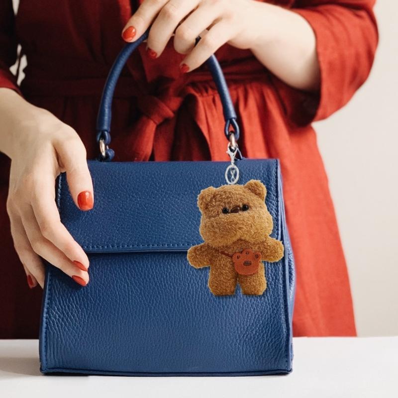 Cute Plush Bear Charm Keychain Soft Stuffed Ornament Keyring Lovely Pendants Decoration for Purse Bag Backpack Handbag