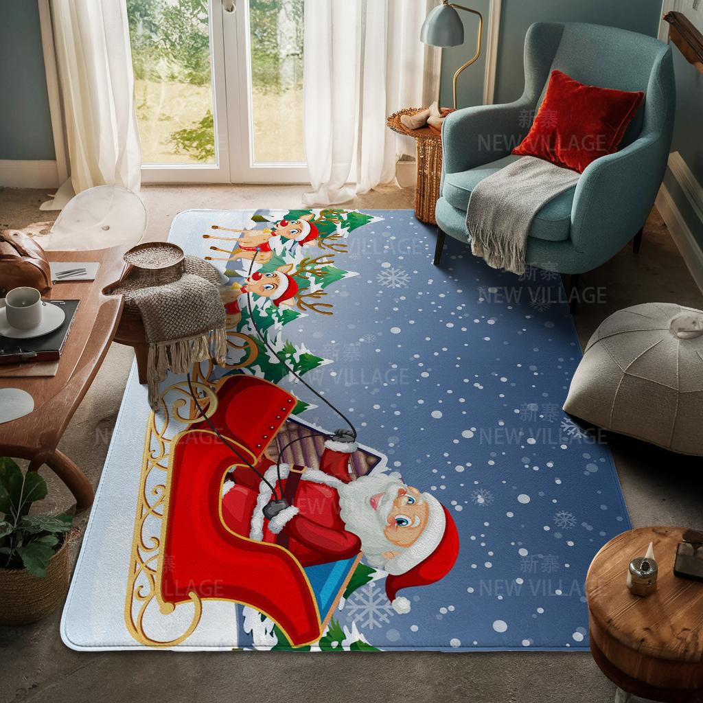 House Entrance Carpet Home Door Mat Living Room Bath Foot Bathroom Non-slip Water Absorption Rugs Bath Merry Christmas Winter