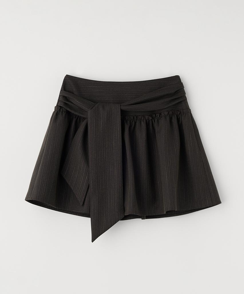Selliteiljeu Striped Bow-Tie Mini Skirt_Dark Brown