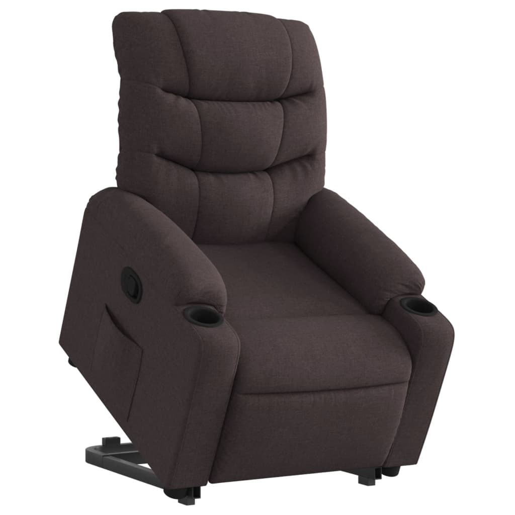 Recliner Chair with Lift Assist Dark Brown Fabric