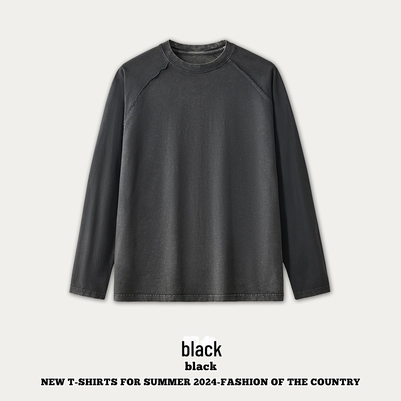 

Мужская одежда RS | Осенняя футболка с длинным рукавом, плотностью 270 г, стираная, однотонная, европейский и американский стиль XL