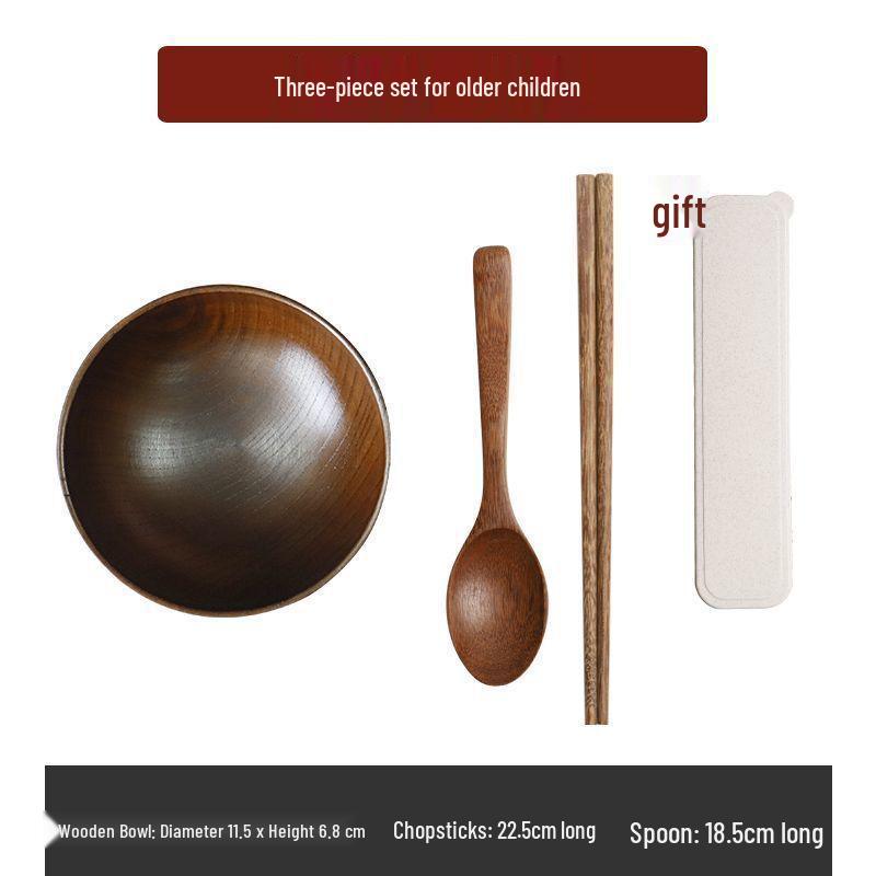 Japanese Jujube Wood Bowl for Adults & Kids, Solid Wood Noodle Bowl, Versatile Home Tableware