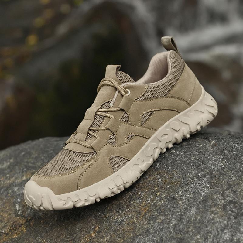 Men's Shoes 2025 Summer New Outdoor Breathable Mesh Non-slip Sports Shoes Low-top Travel Lace-up Hiking Casual Shoes