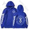 Berserk Hoodie – Unisex Black Double Sided Fleece Sweatshirt, Brand of Sacrifice Rune Circle & Sleeve Print, Dark Streetwear