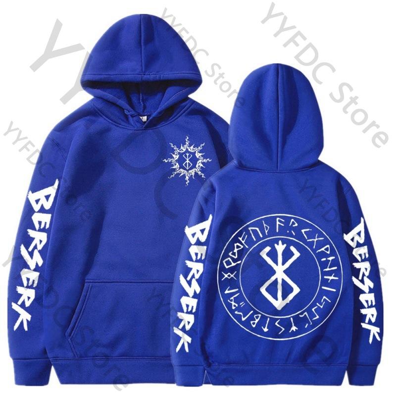 Berserk Hoodie – Unisex Black Double Sided Fleece Sweatshirt, Brand of Sacrifice Rune Circle & Sleeve Print, Dark Streetwear