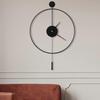 Reloj de Pared Clásico Grande con Péndulo Relojes de Arte Decorativos Redondo Minimalista Moderno Sin Tic-Tac Silencioso Metal Reloj de Pared 50 cm Negro
