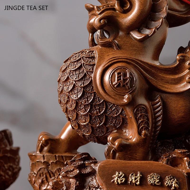 1 Piece of 27x13x27cm Resin Pixiu Ornament, High-end Living Room, Study, Office, Front Desk Decoration, Store Opening Gift