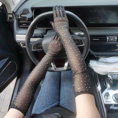 1 pereche de mâneci de bal pentru femeie, plasă transparentă, decorațiuni cu strasuri, ultra subțiri, fără degete, performanțe, mireasă, nuntă, foto, accesorii, manșete