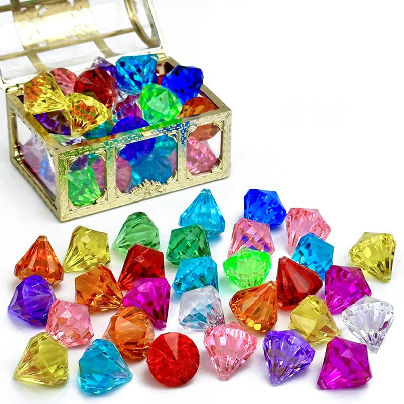 1 Set Child Diy Accessories  Box Treasure Kids Toys Acrylic Colorful Diamond Gems Plastic Large Jewels