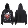 Sweat à capuche imprimé Ange Saint Michel Hommes Femmes Streetwear Américain Sweat-shirt à enfiler délavé Coupe décontractée ample
