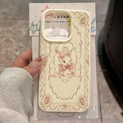 Elegant Sweet Bow Bunny Case For Samsung S25 S24 S23 Ultra FE A56 A55 A53 A54 A34 A16 A35 A36 A26 A05S A06 A07 A15 A17 Cover