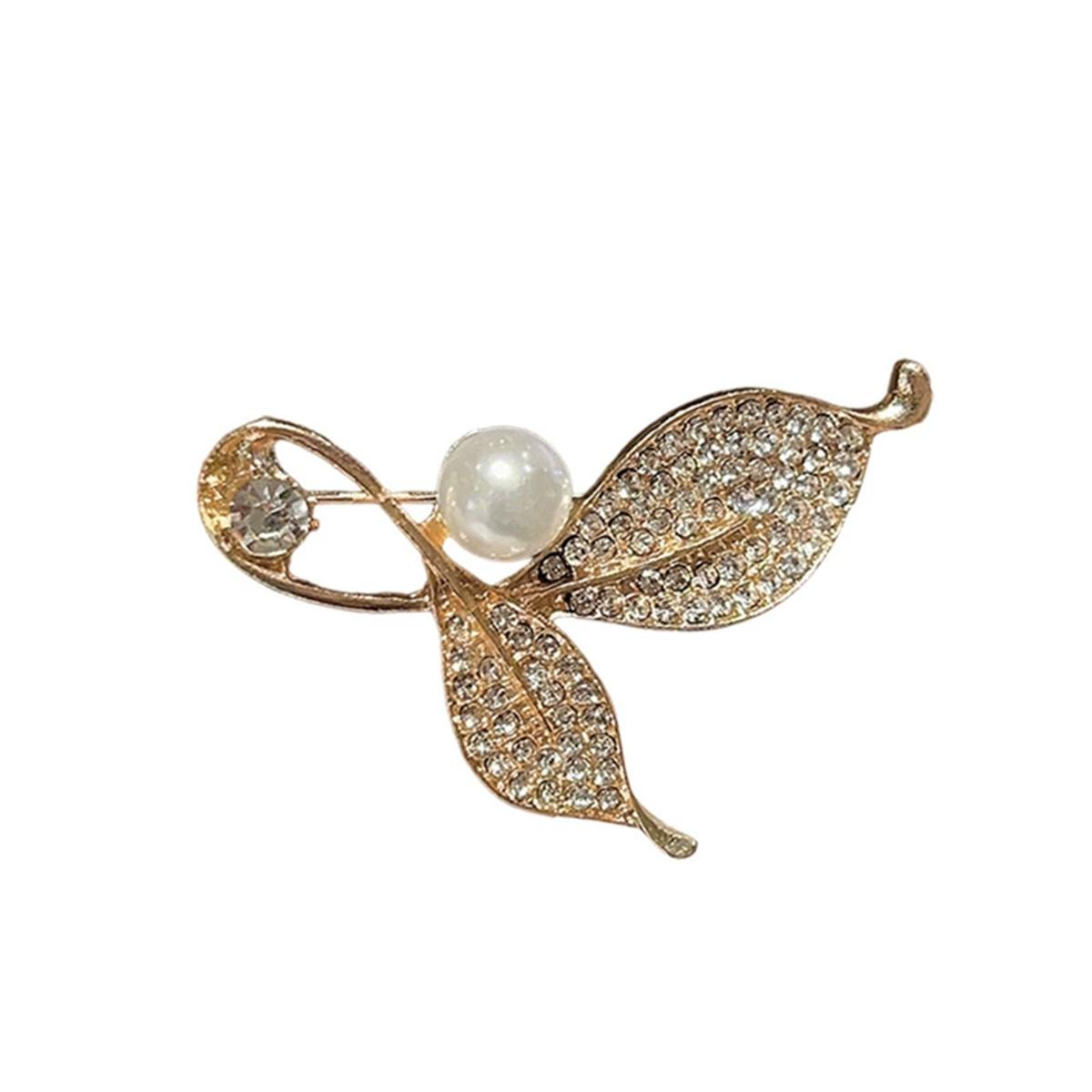 

Creative Charm Leaf Brooch Personalized Water Diamond Pin Gorgeous Luxury Jewelry Accessories Birthday Party Festival Gift Trend