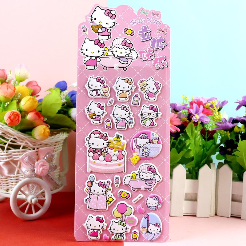 4Pcs Hello Kitty DIY Notebook Album Diary Handbook Decoration Scrapbook Planner 3D Bubble Stickers  For School Student Stationer