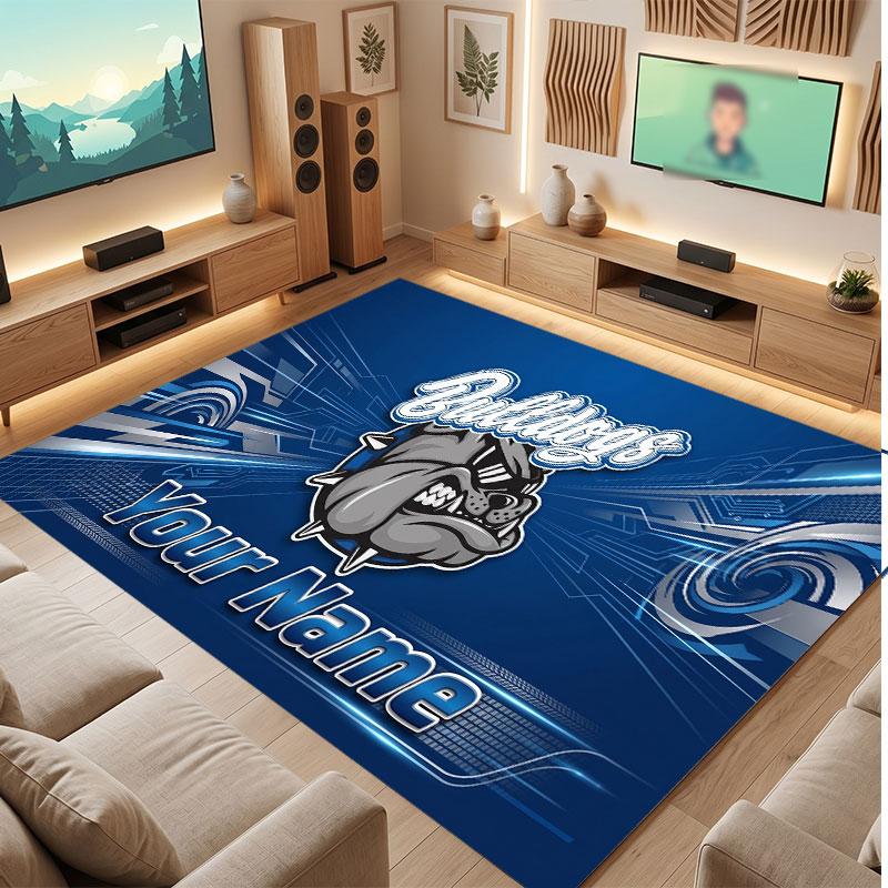 Canterbury-Bankstown Bulldogs Personalisierter Kristall-Samt-Teppich, Benutzerdefinierter Namens-Text Weicher Anti-Rutsch-Teppich für Wohnzimmer Schlafzimmer