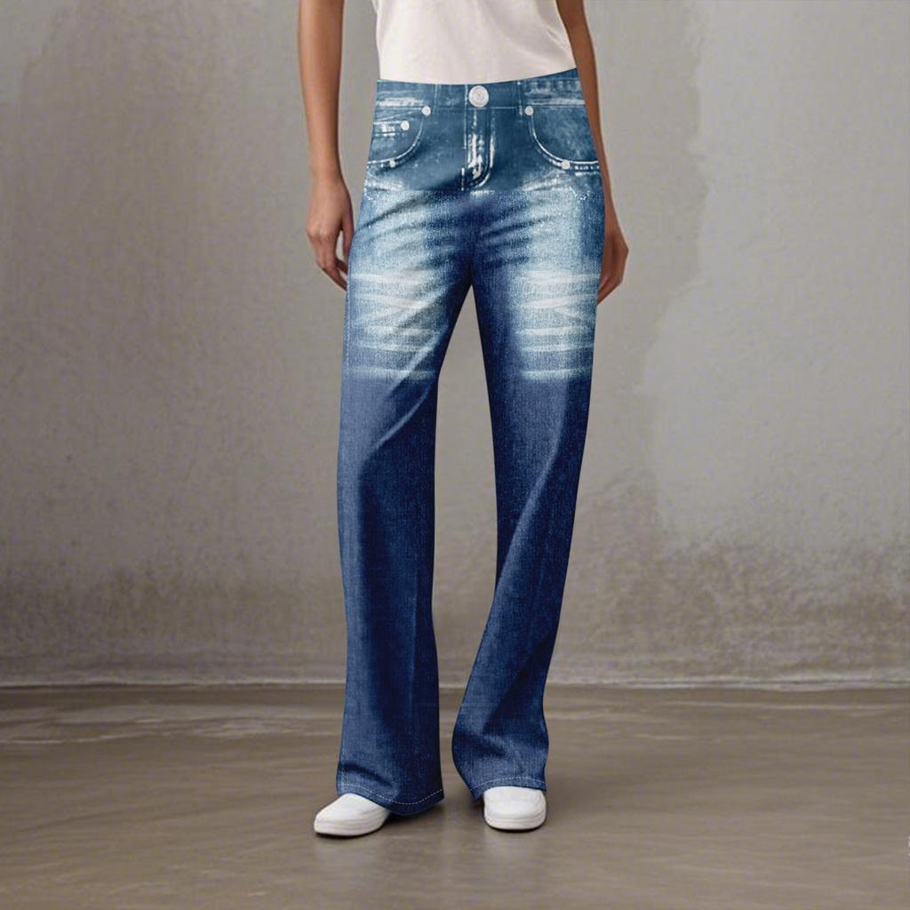 Women's Casual Sports Pants Sweatpant Jeans Print Denim Pants