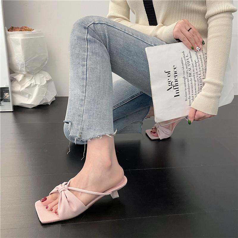 Sandály s otevřenou špičkou, nový trend, střední podpatek, dámské pantofle, ležérní plážové nazouváky, dámské žabky, letní módní dámské sandály