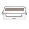 Electric Lunch Box Gray White Double Handles Water Free Pluggable 2 Grid Low Noise Heating Lunch