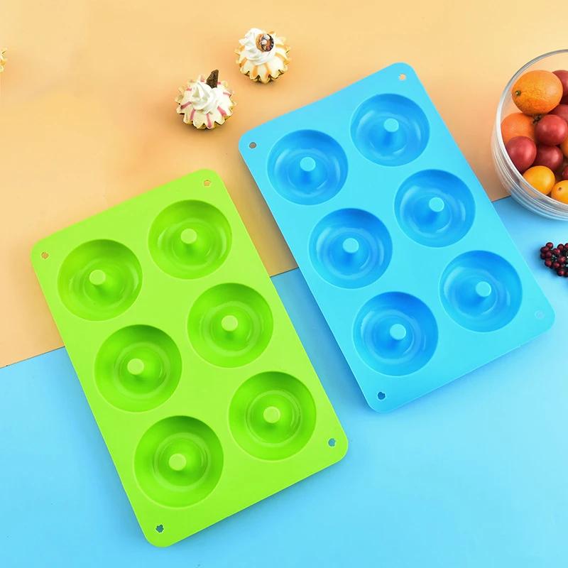 6 Cavity Silicone Donut Mold Non-Stick Baking Tray Reusable Bagels Muffins Donut Maker Cake Mould Baking Pan DIY Decoration Tool