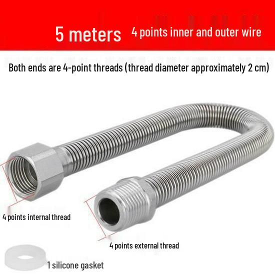 

Гнучкий гофрований шланг для водонагрівача з нержавіючої сталі, різьба 1/2 і 3/4 зовнішня/внутрішня, вибухозахищений подовжувальний клапан для впуску.