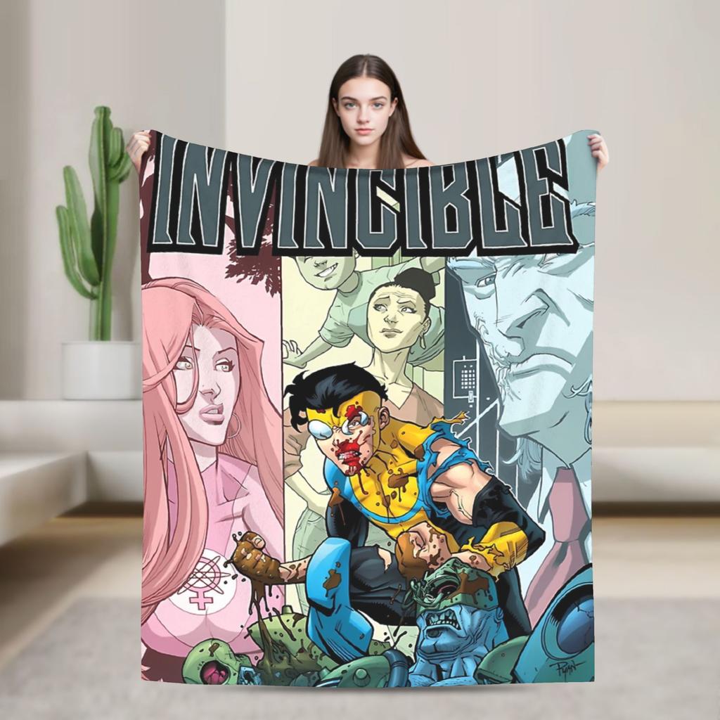 Invincible Flannel Blanket Hero Man Awesome Throw Blankets for Home 200x150cm Quilt