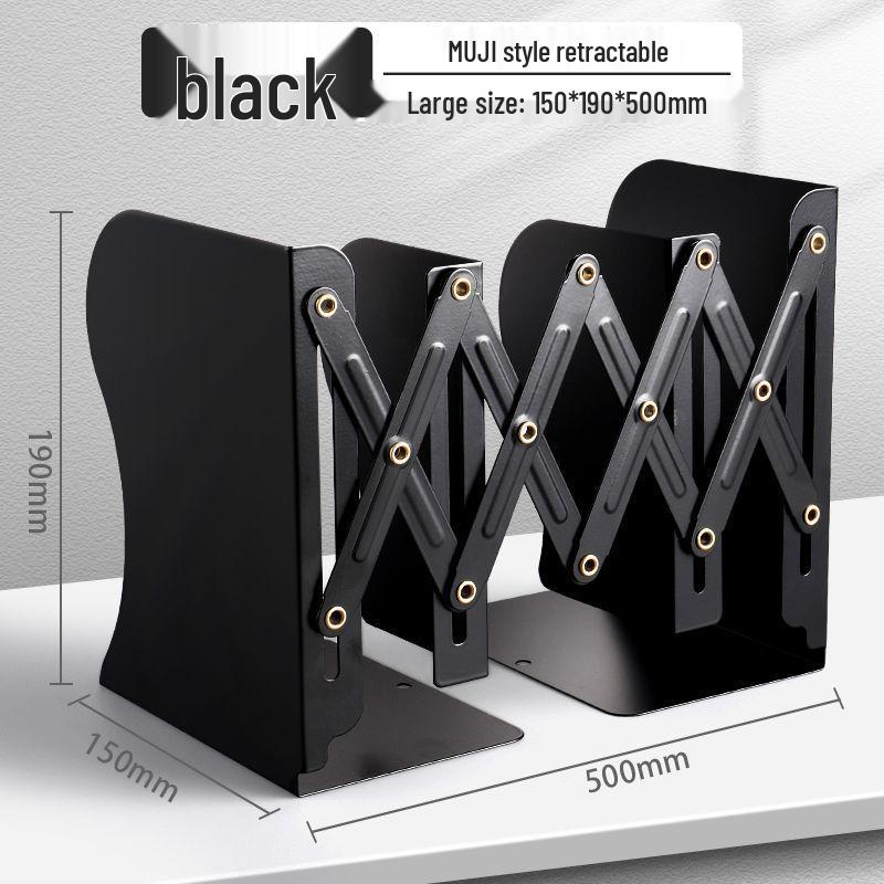 Muji Style Metal Retractable Book Stand and Clip Bookend for Desk Storage
