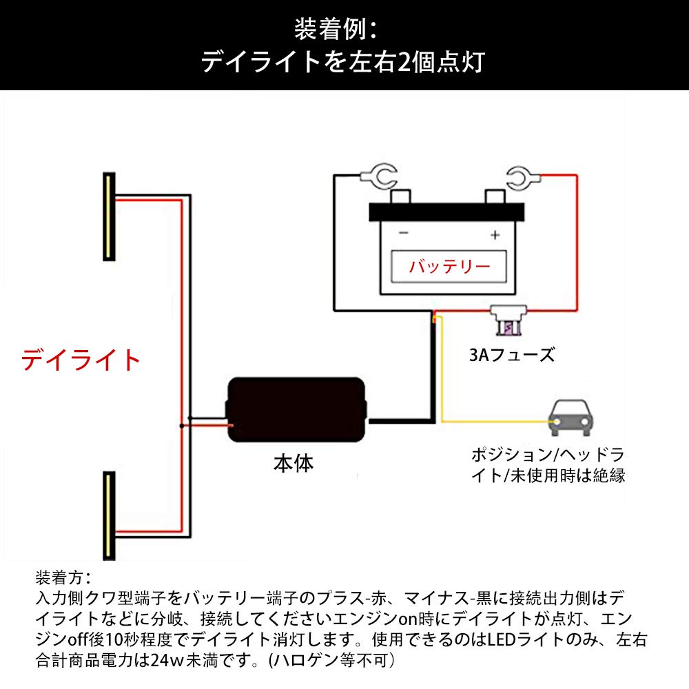 HUIQIAODS Daylight LED Auto Lighting Unit, 12 V, 24 W, Lights Up When Engine