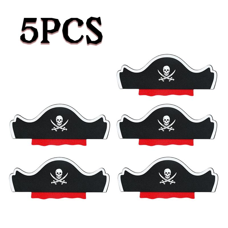 1-11pc Pirate Eye Patches Captain Hat Set Skull Felt One Eye Mask Halloween Cosplay Dress Up Scary Themed Party Props Decor