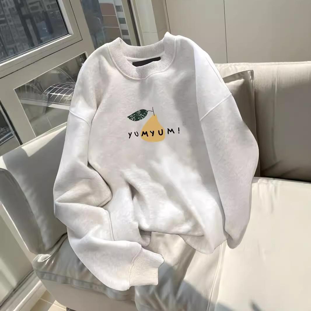 

Осенне-зимний круглый вырез большого размера свободный женский парный свитер с длинным рукавом с подкладкой 3XL