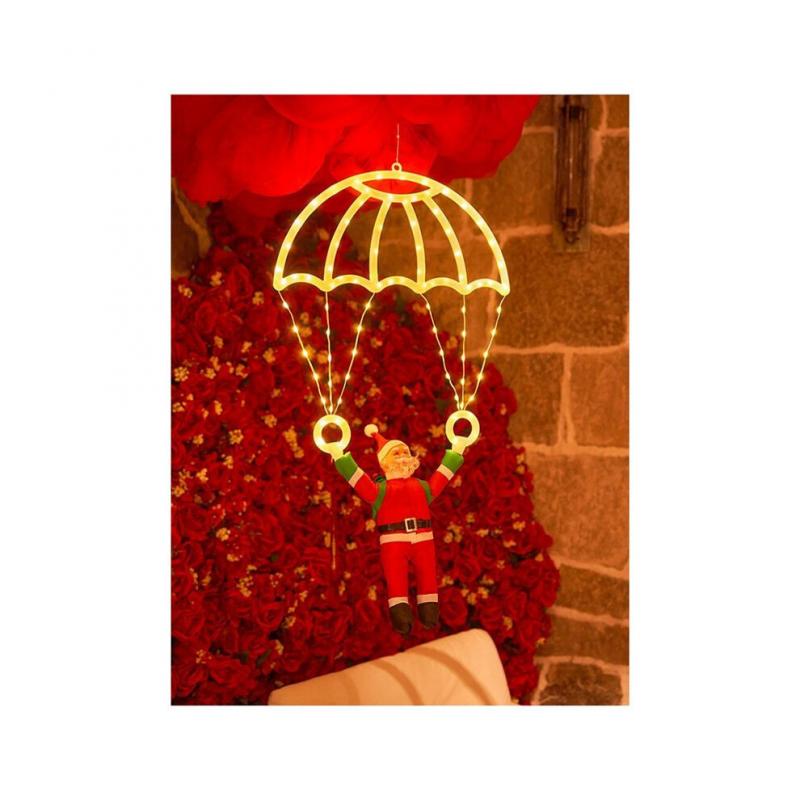 LED-Dekoration Mit Weihnachtsmann-Fallschirm, USB-Betriebene Fernbedienung, Für Den Innen- Und Außenbereich Geeignet, Ideal Für Weihnachtsfeiern Zu