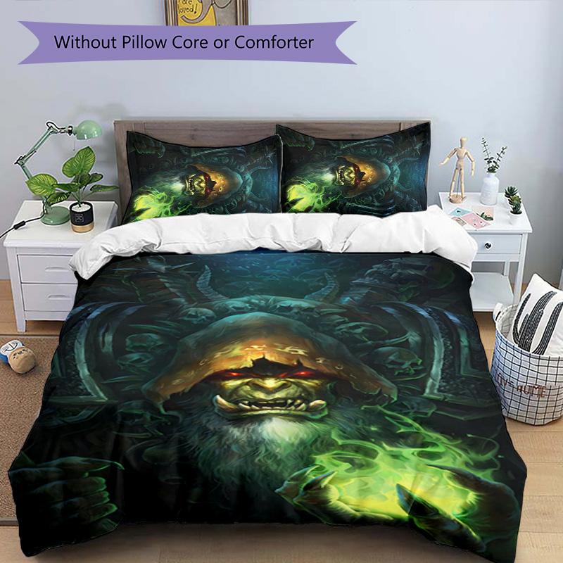 3pcs World of Warcraft characters2 pattern bedding set duvet cover set includes duvet cover &pillowcases, perfect all season bedroom decoration & gift