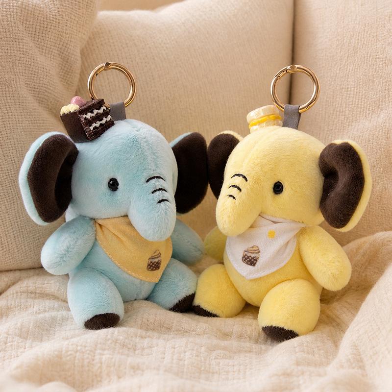 13Cm Elephant Plush Pendant Stuffed Cute Colorful Eli Yellow Green White Pink Zoo Animal Kawaii Keyring Decor For Bag Gift