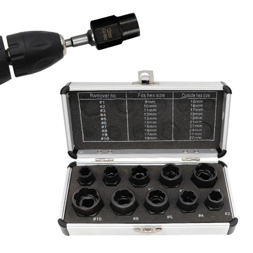 Hexagonal Design Bolt Extractor Set with Aluminum Box Nut Removal Socket  Damaged Bolts