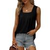 Summer Women's T-shirt Solid Color Comfortable Casual Pleated Square Neck Sleeveless Dovetail Vest T-shirt