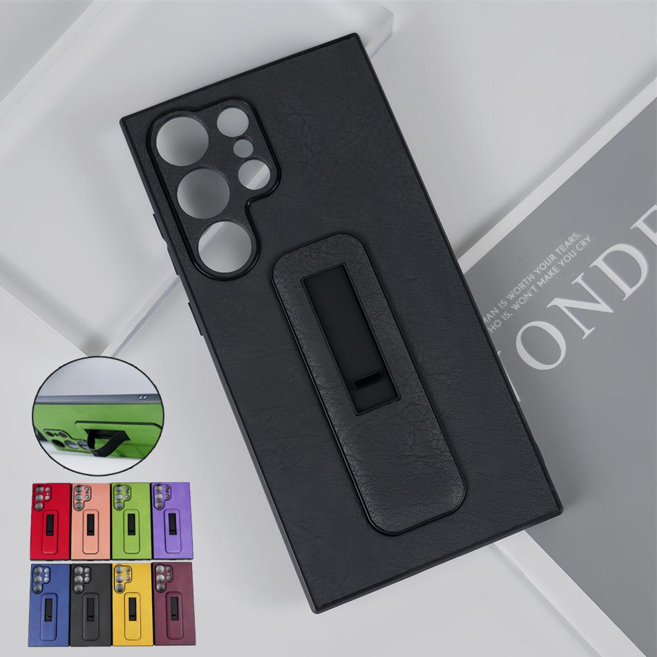 Military Soft PU Leather Push-pull Bracket Grip Stand Case For Samsung Galaxy S24 S23 S22 S21 Plus Ultra Business Armor Funda