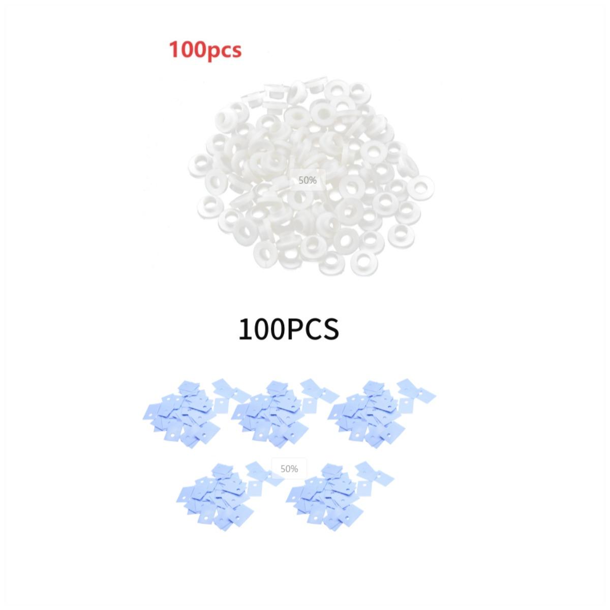 100Pcs TO-220 Transistor Plastic Insulation Washer Particles +100Pcs TO-220 Isolated Silicone Pad Sheet Strip