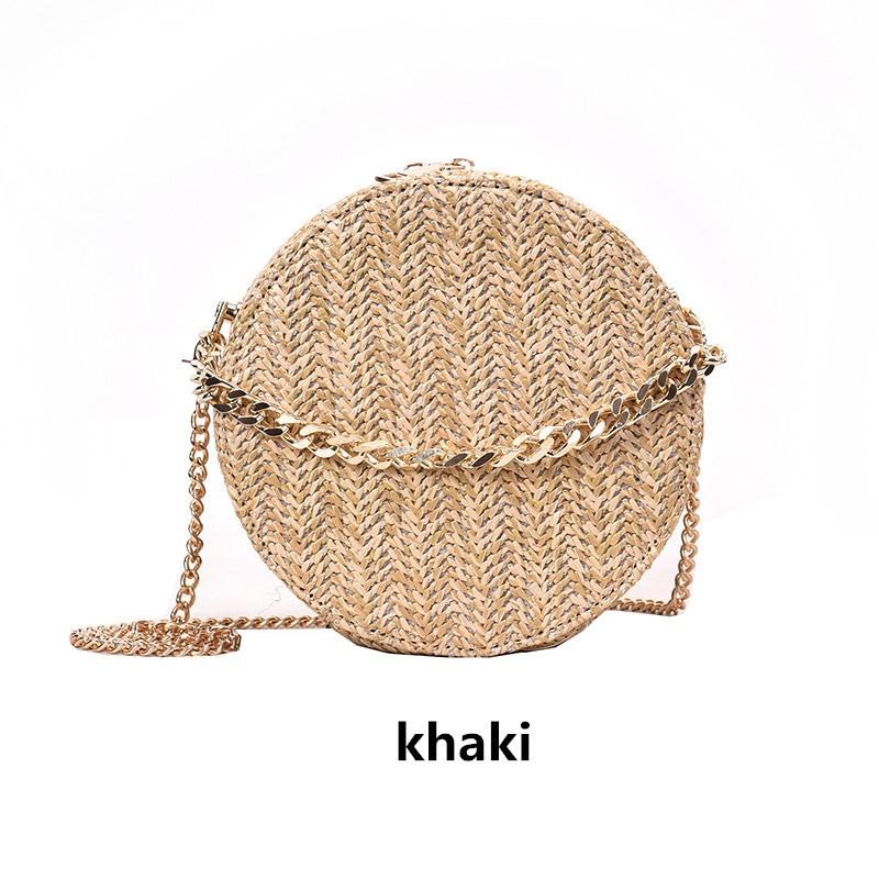 Round Woman's Shoulder Bag Handbag Bohemian Summer Straw Beach Bag Travel Shopping Female Chain Bags