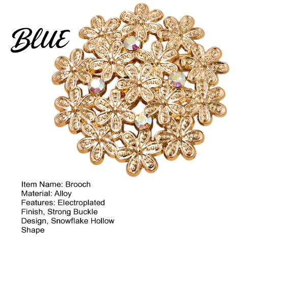 Brooch Flower Embellished Pin with Rhinestones Floral Shape Badge Durable