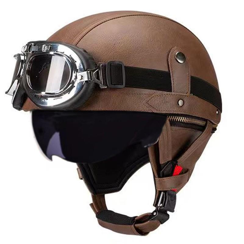 Vintage-Style Open Face Motorcycle Helmet Adults Unisex ABS Half With 3C Certification