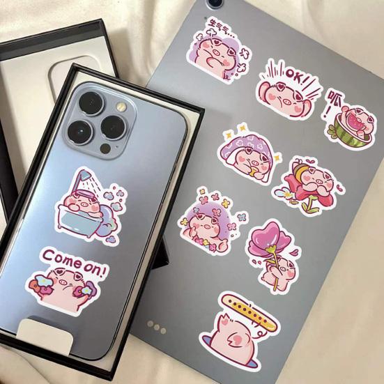 60Pcs Piggy Stickers Waterproof Luggage Lovely Pink Vinyl Pig Decals Pvc Art Removable Motorcycle Skateboard Laptop